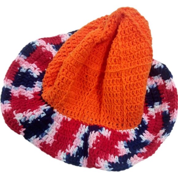 Orange Patriot Crochet Hat - Handmade USA Brim Hat